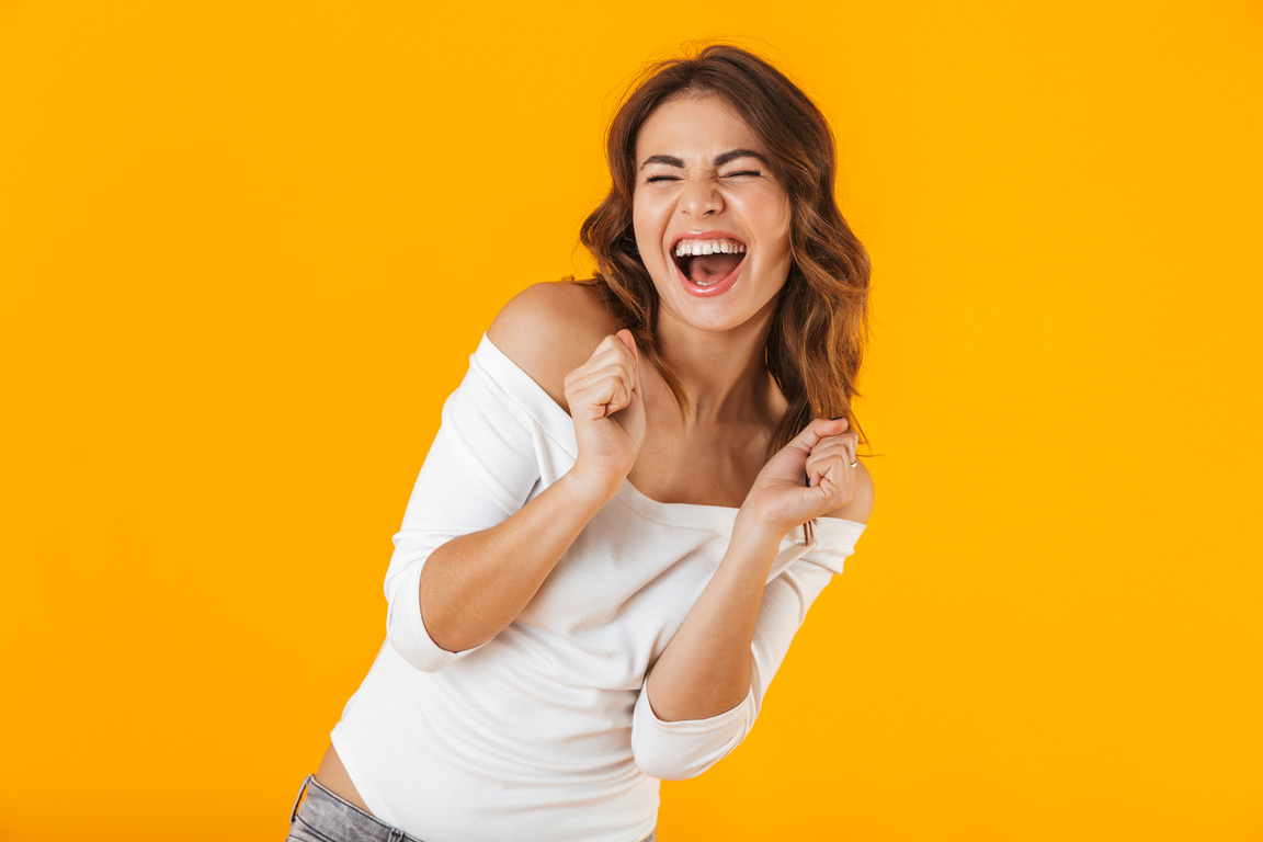 Woman Screaming in Happiness 